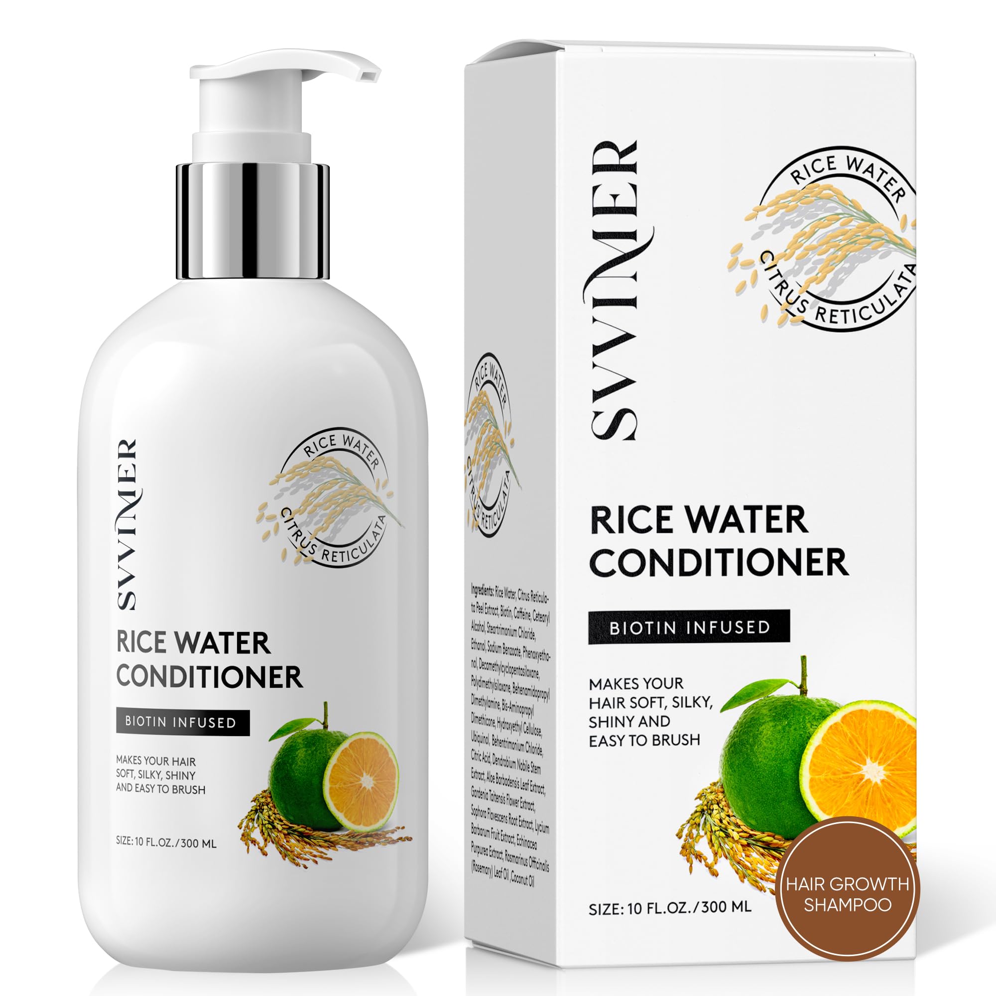 Svvimer Rice Water Hair Growth Conditioner – Thickening Biotin Formula, Sulfate-Free, 10 oz
