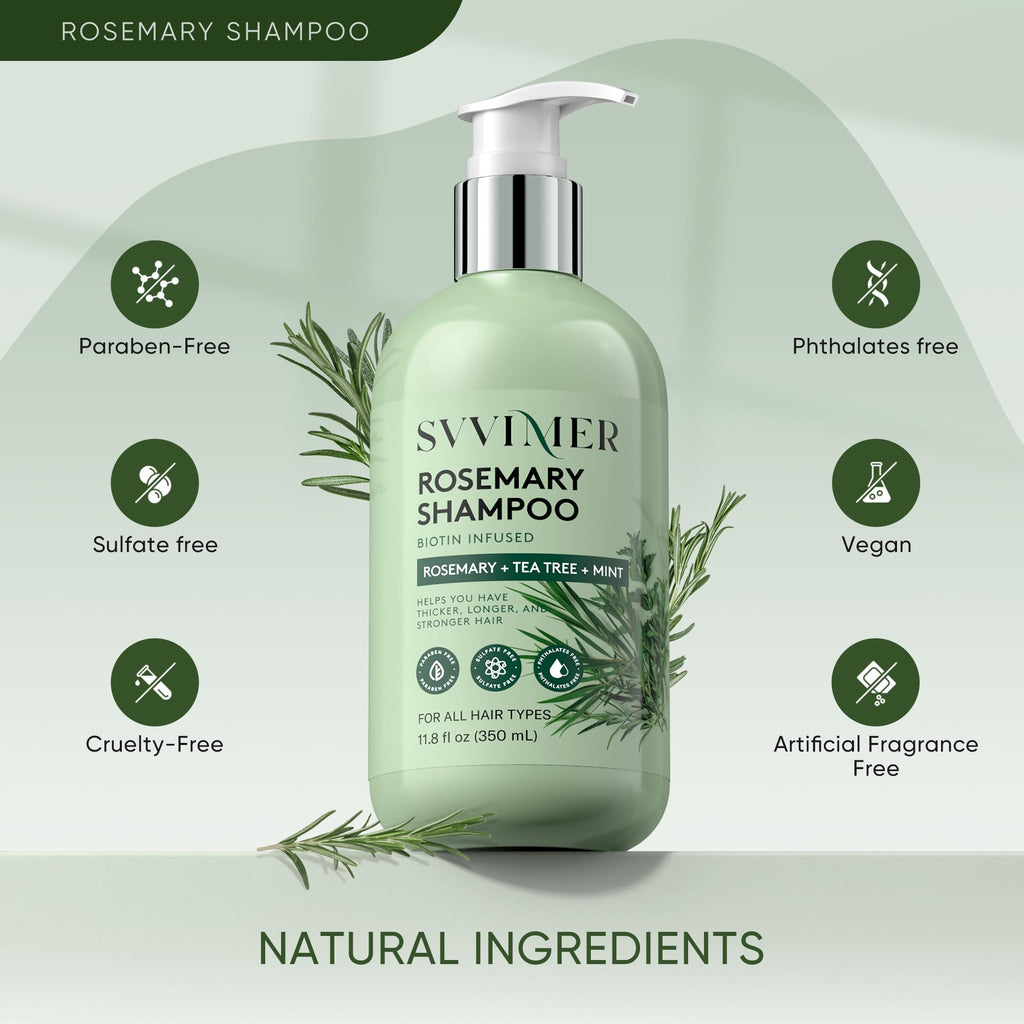 Svvimer Rosemary Hair Growth Shampoo – Thickening & Regrowth Formula with Biotin & Tea Tree Oil (11.8 fl oz)