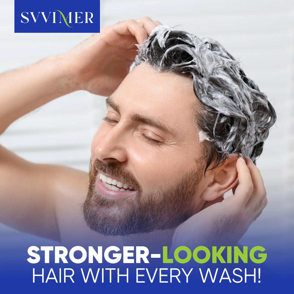 Svvimer Hair Growth Shampoo for Men – Biotin, Caffeine & Rosemary for Fuller-Looking Hair | 13.5 Fl Oz