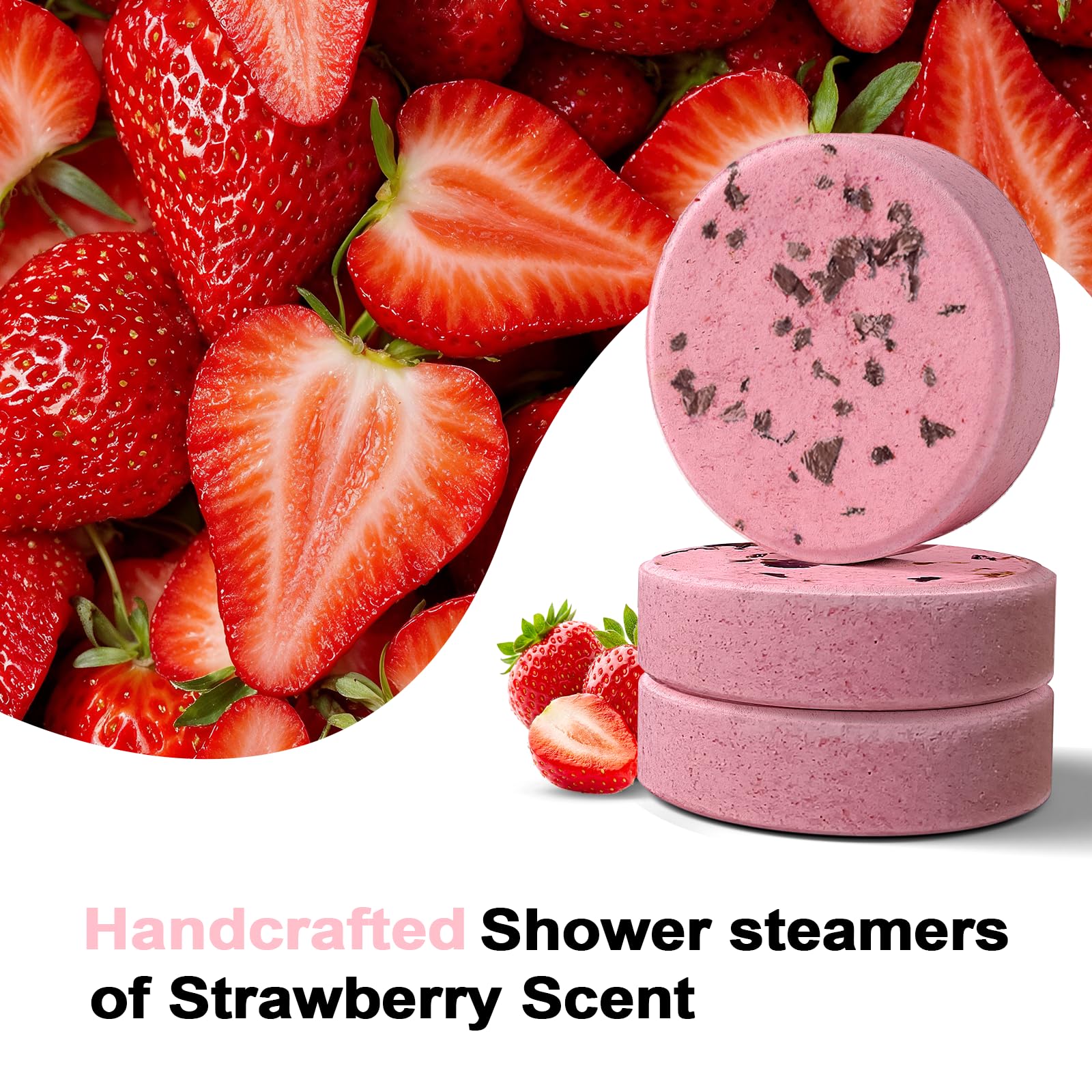 SWCANDY Shower Steamers – Aromatherapy Bath Bombs for Women, 8 Pcs Strawberry, Travel Essentials