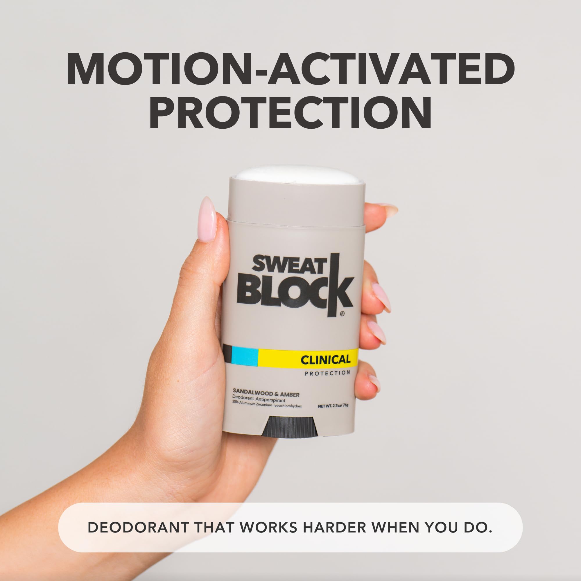 SweatBlock Clinical Strength Deodorant & Antiperspirant – Sandalwood & Amber, 48-Hour Protection