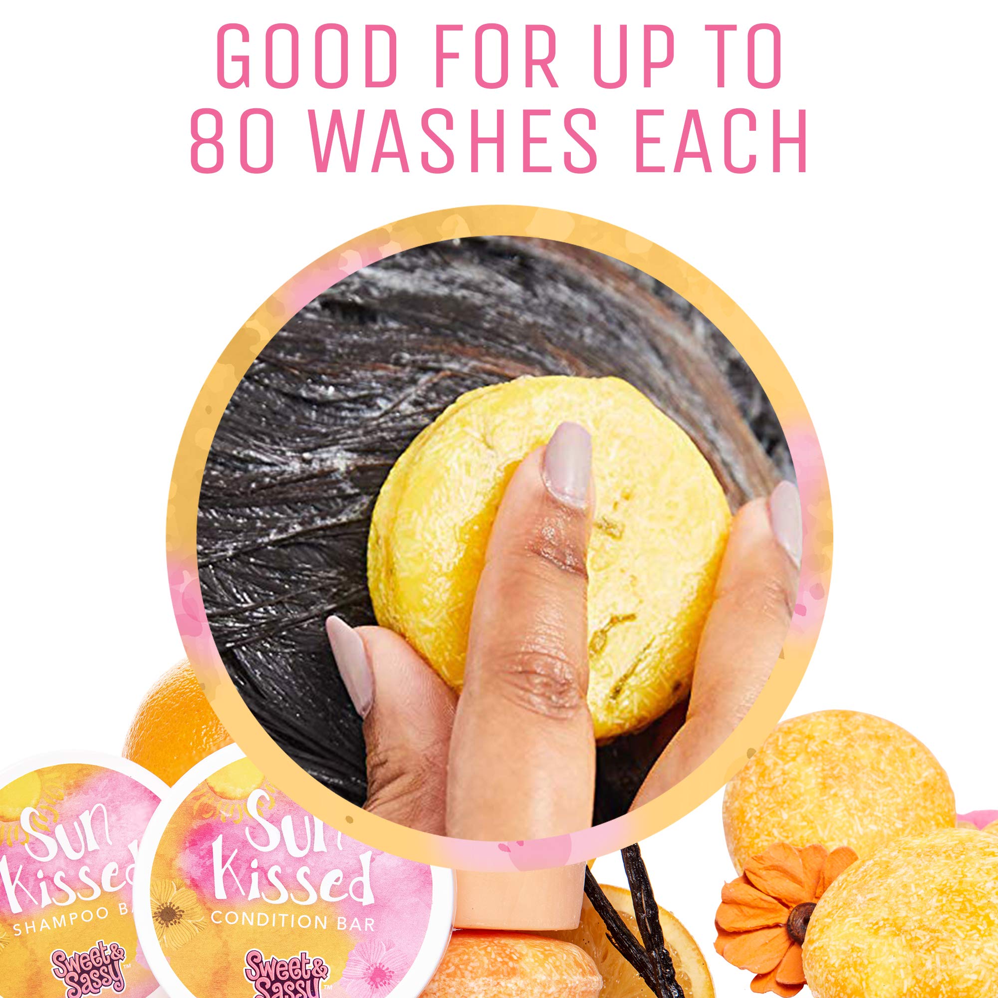 Sweet & Sassy 3 Conditioner Bars – All-Natural, SLS-Free, Plastic-Free, Made in USA, Sun Kissed