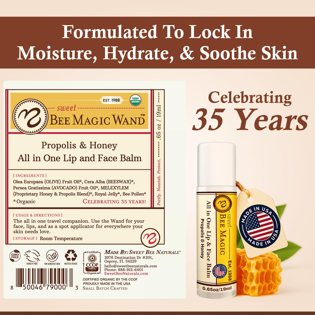 Sweet Bee Naturals Organic Beeswax Lip Balm – Hydration with Honey & Propolis