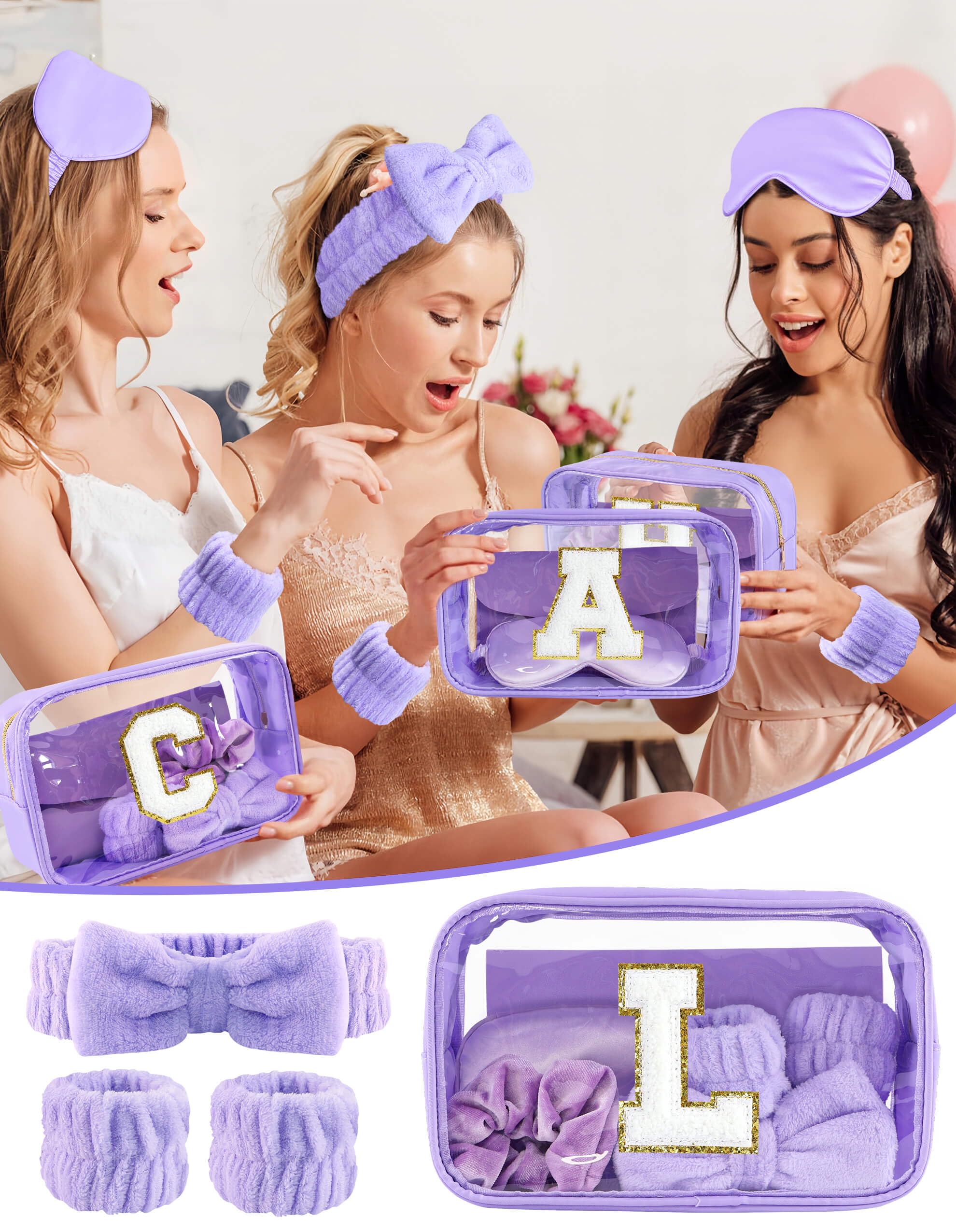 Sweet Lion Gift Sets for Women – Initial Makeup Bag & Makeup Brush Set for Spa Parties and Sleepovers