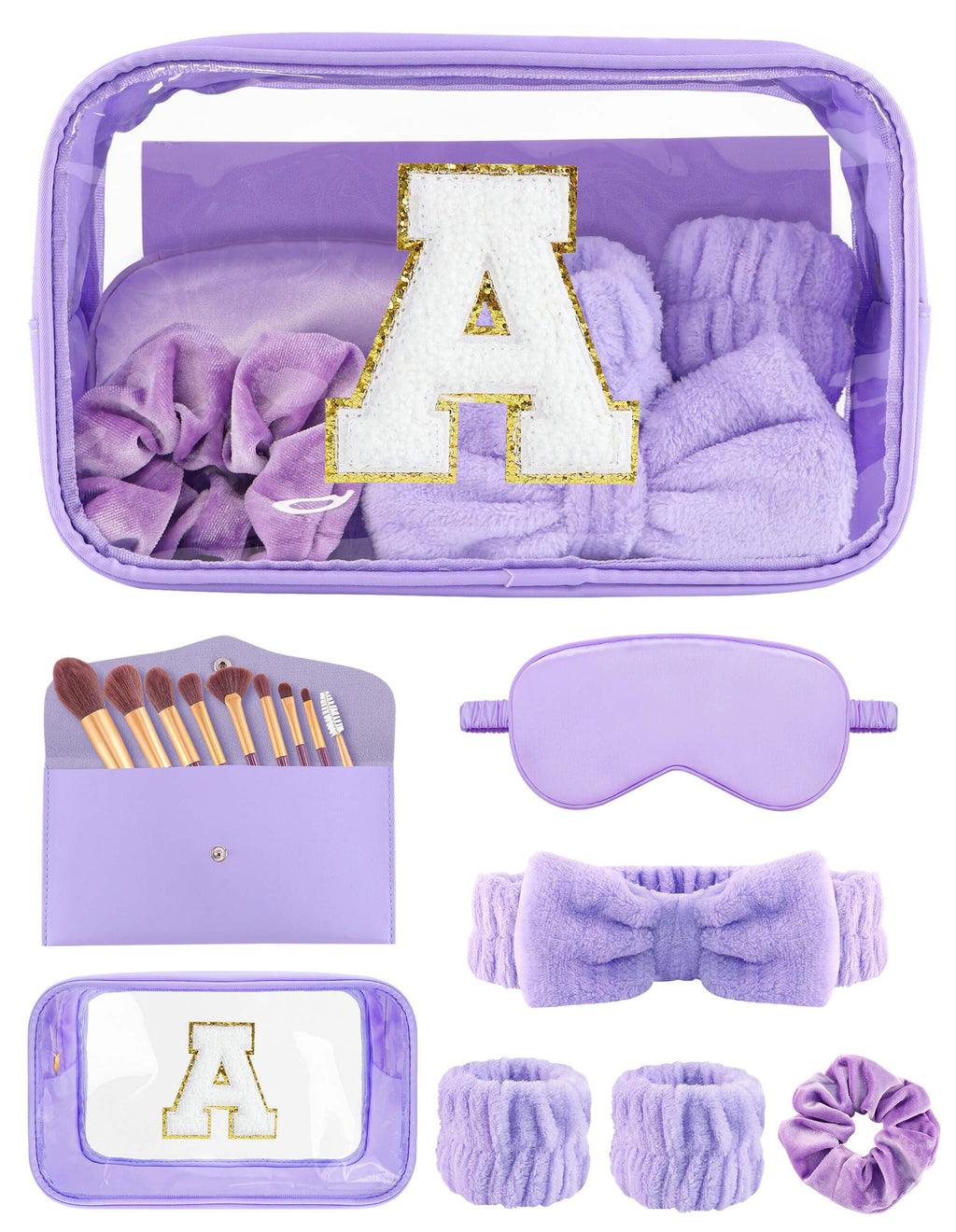 Sweet Lion Gift Sets for Women – Initial Makeup Bag & Brush Set for Bachelorette Parties