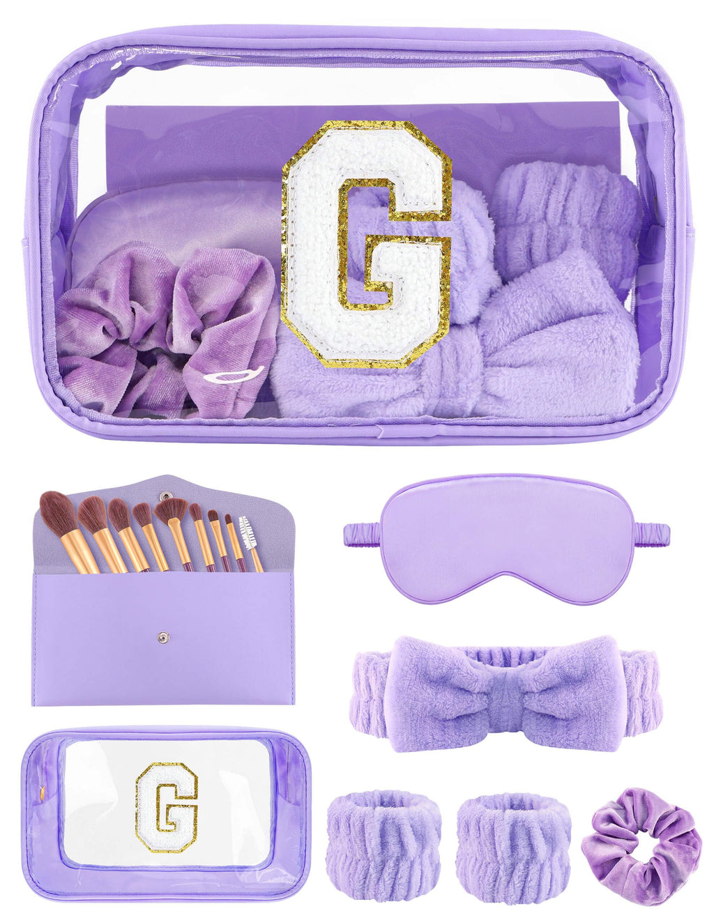 Sweet Lion Gift Sets for Women – Initial Makeup Bag & Brush Set, Bachelorette Party Favors