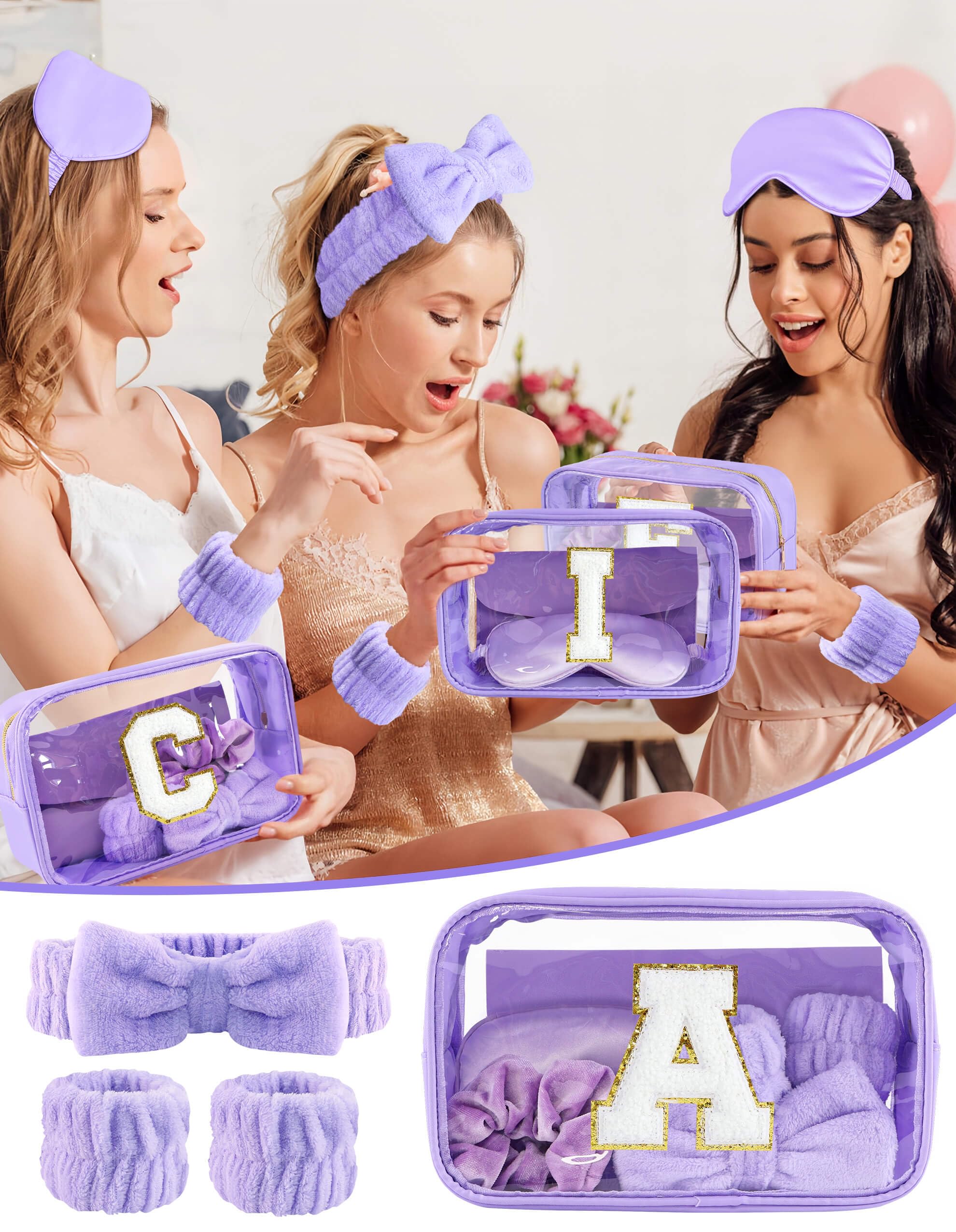 Sweet Lion Gift Sets for Women – Initial Makeup Bag & Brush Set for Bachelorette Parties