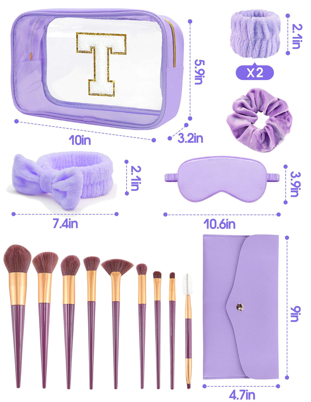 Sweet Lion Gift Sets for Women | Initial Makeup Bag & Brush Set