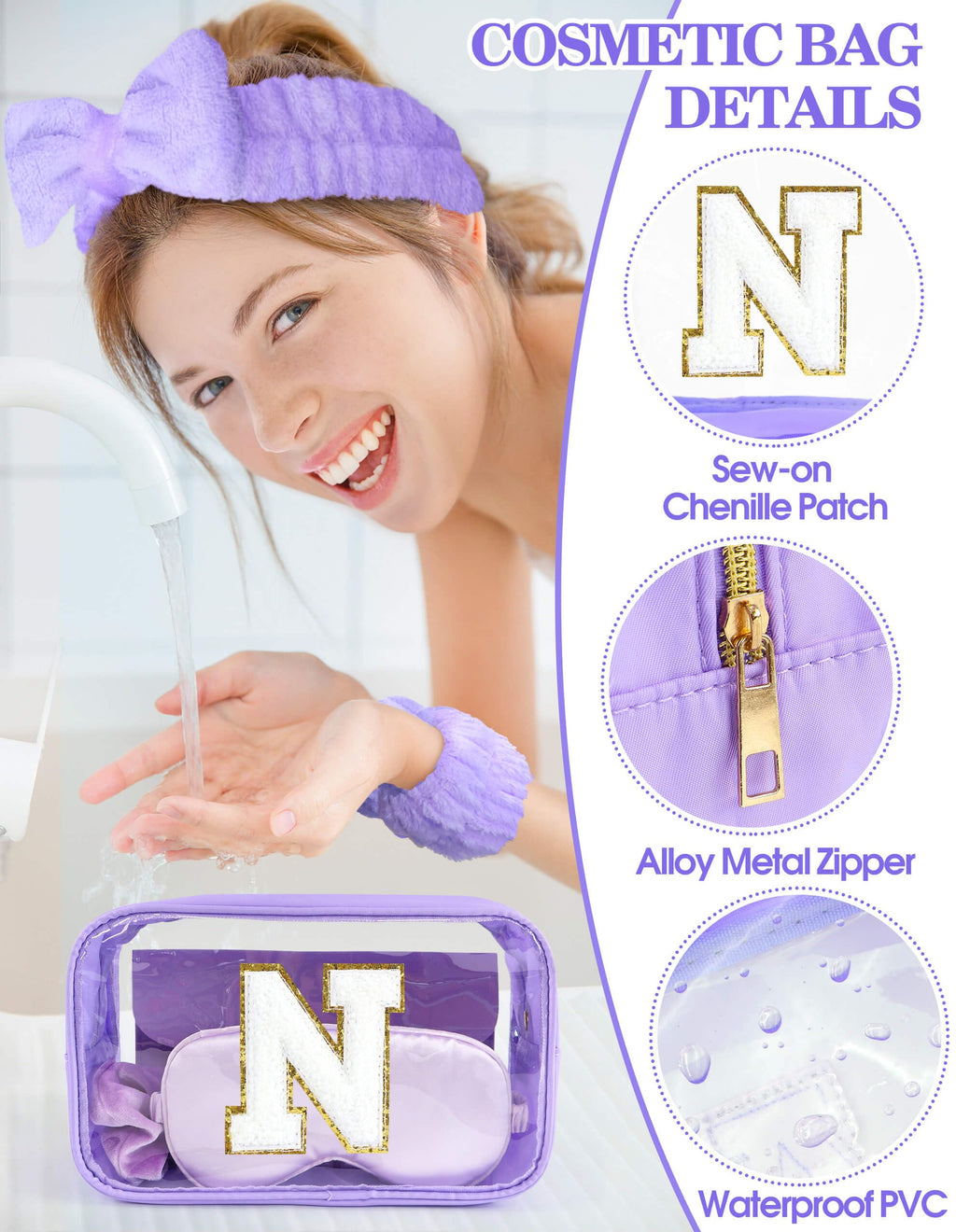 Sweet Lion Gift Sets for Women – Initial Makeup Bag & Brush Set