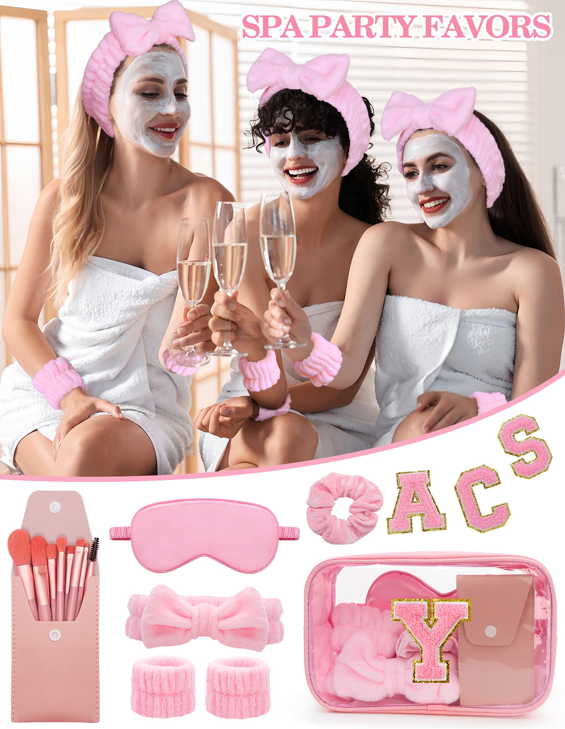 Sweet Lion Gift Sets for Women | Initial Makeup Bag & Brush Set | Pink Spa Kit
