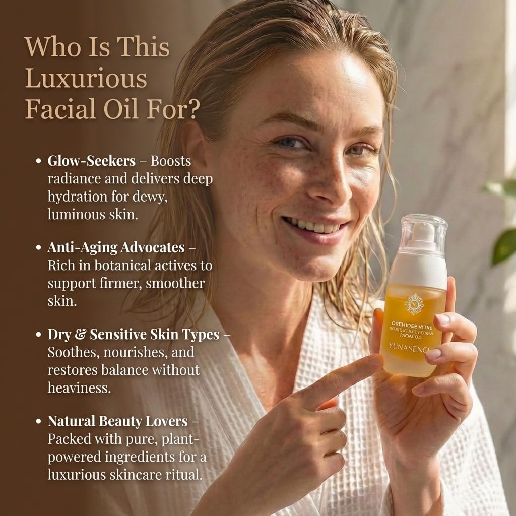 Sweetsation Therapy YUNASENCE ORCHIDEE VITAE Organic Anti-Aging Face Oil Serum – Orchid Flower, Rose Absolute, Argan