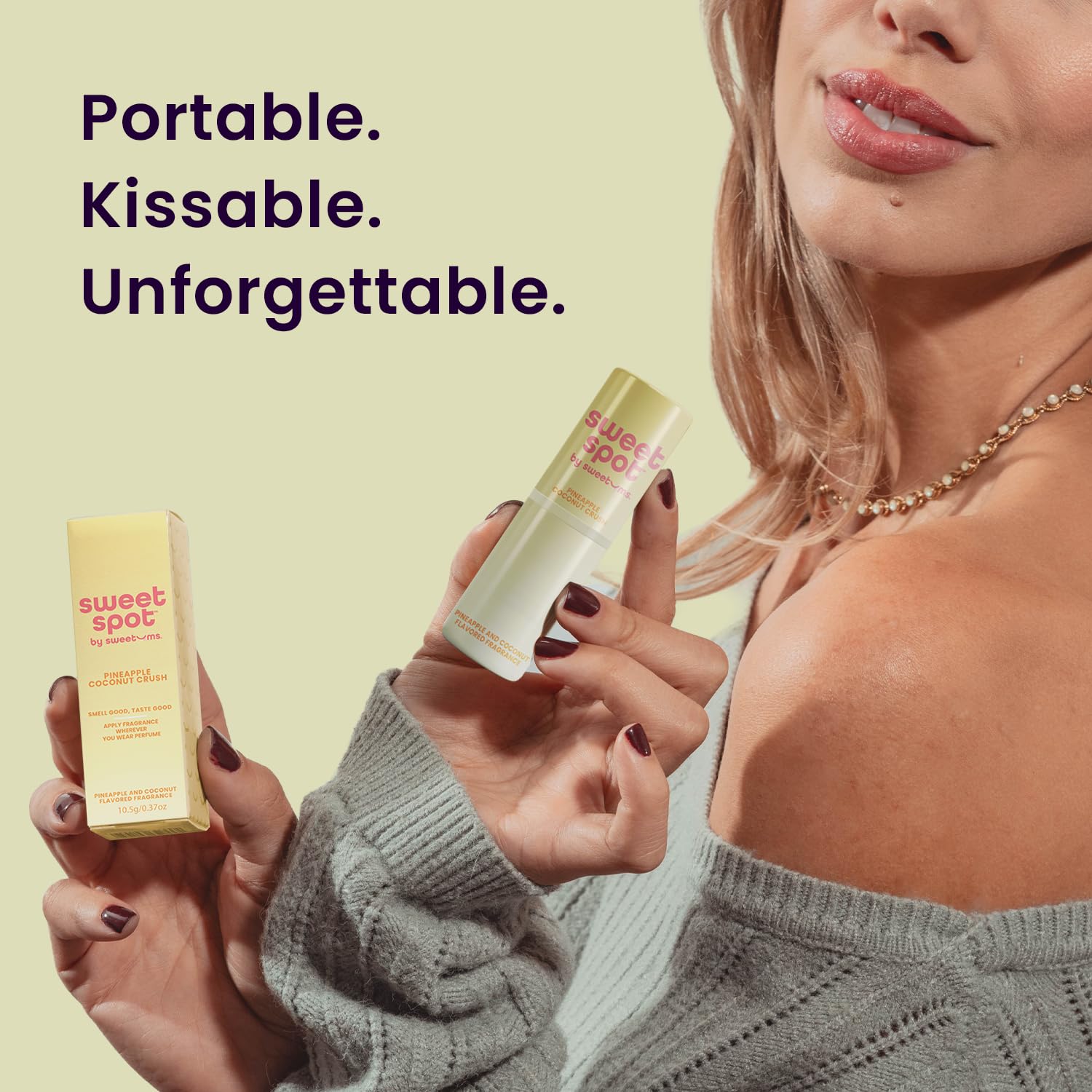Sweetums SweetSpot Flavored Solid Perfume Stick – Pineapple Coconut, Travel-Ready, Long-Lasting