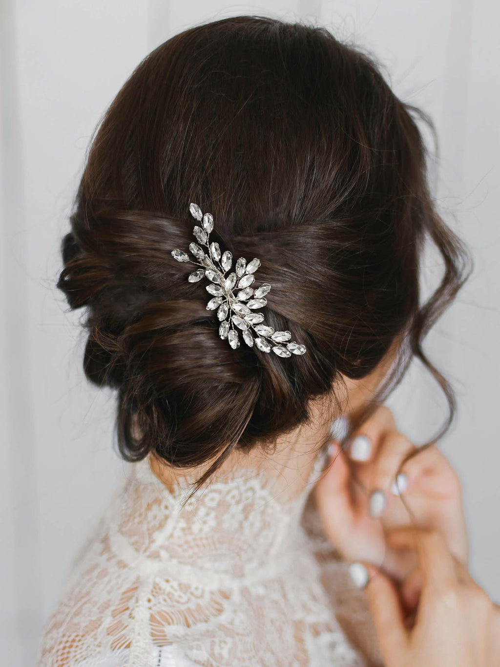 SWEETV Rhinestone Bride Hair Clip - Silver Crystal Bridal Hair Comb