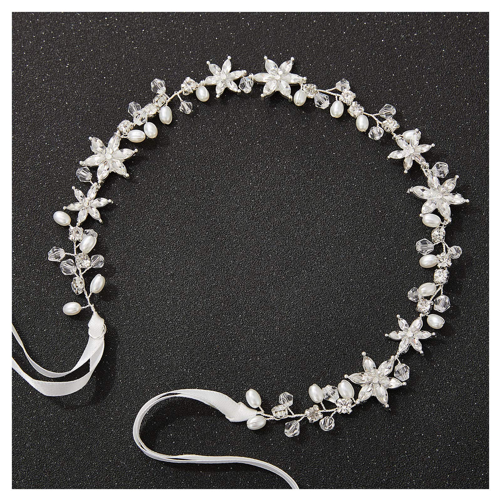 SWEETV Silver Flower Girl Headpiece – Crystal Floral Hair Accessory for Weddings & Parties
