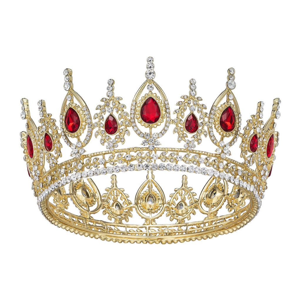 SWEETV Royal Queen Crown – Red Wedding Tiara with Austrian Crystals | Bailey