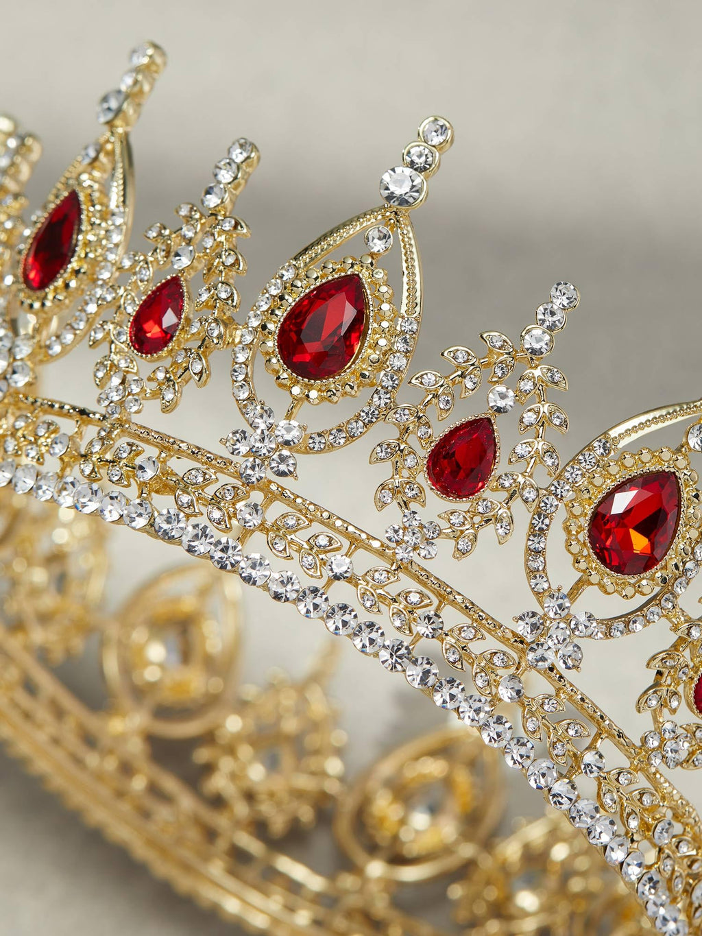 SWEETV Royal Queen Crown – Red Wedding Tiara with Austrian Crystals | Bailey