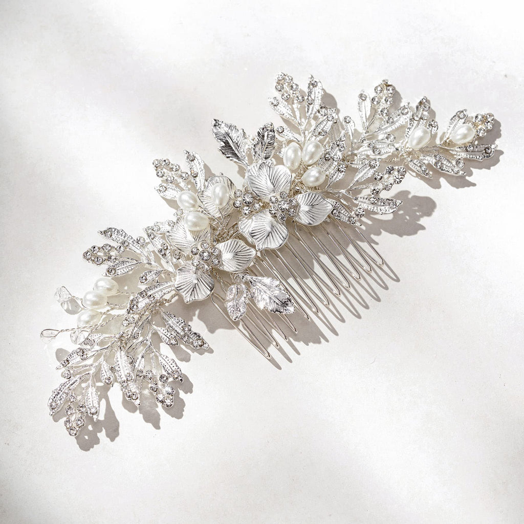 SweetV Handmade Wedding Hair Comb Clip – Rhinestone Silver Bridal Accessory