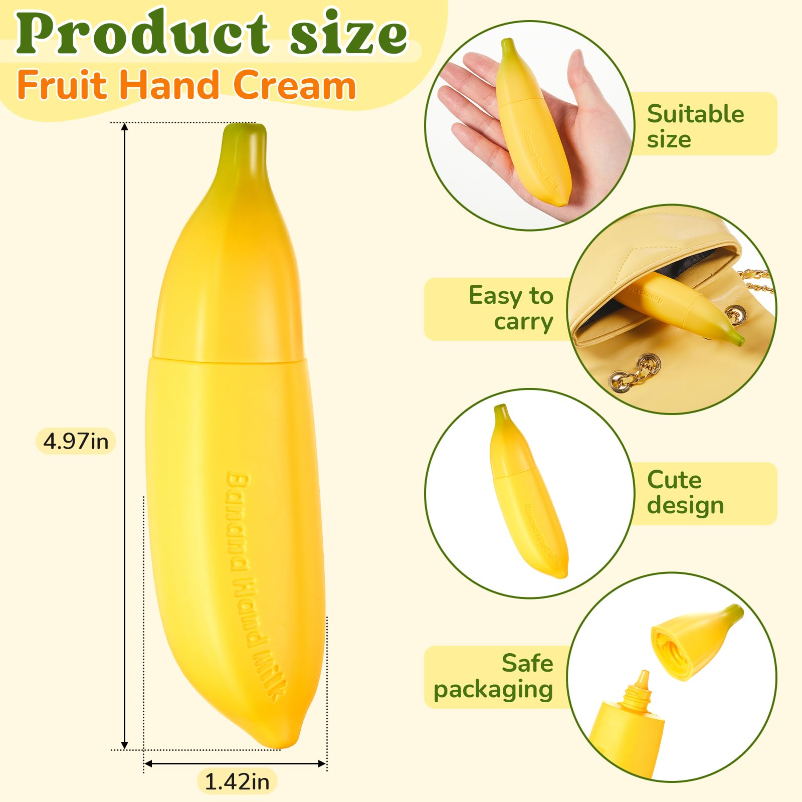 Swiffen 12 Pcs Banana Hand Cream Gifts Set – Fruity Scent & Portable Hand Moisturizers