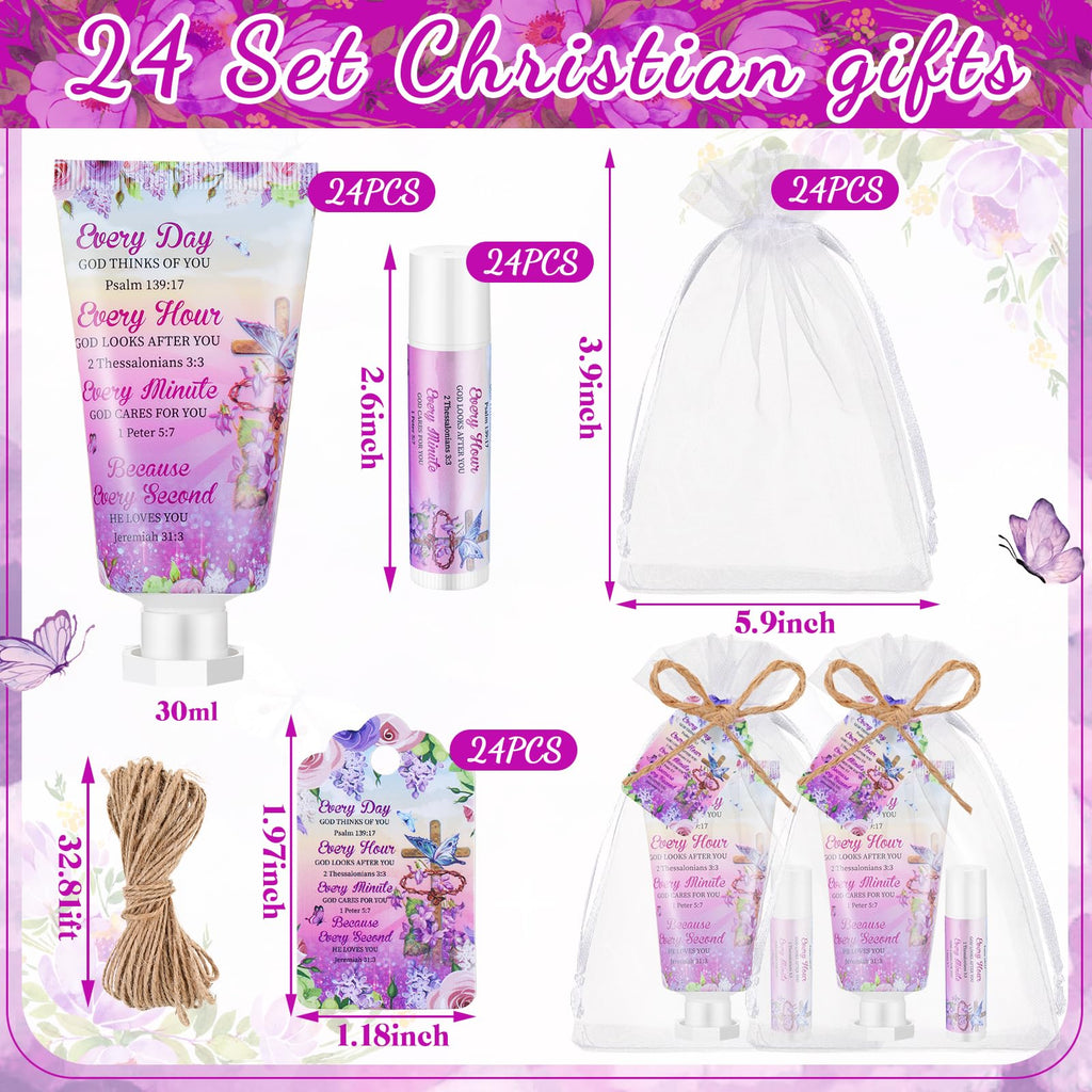 Swiffen 24-Pack Christian Hand Cream & Lip Balm Gift Set – Travel Size, Bible Verse Design