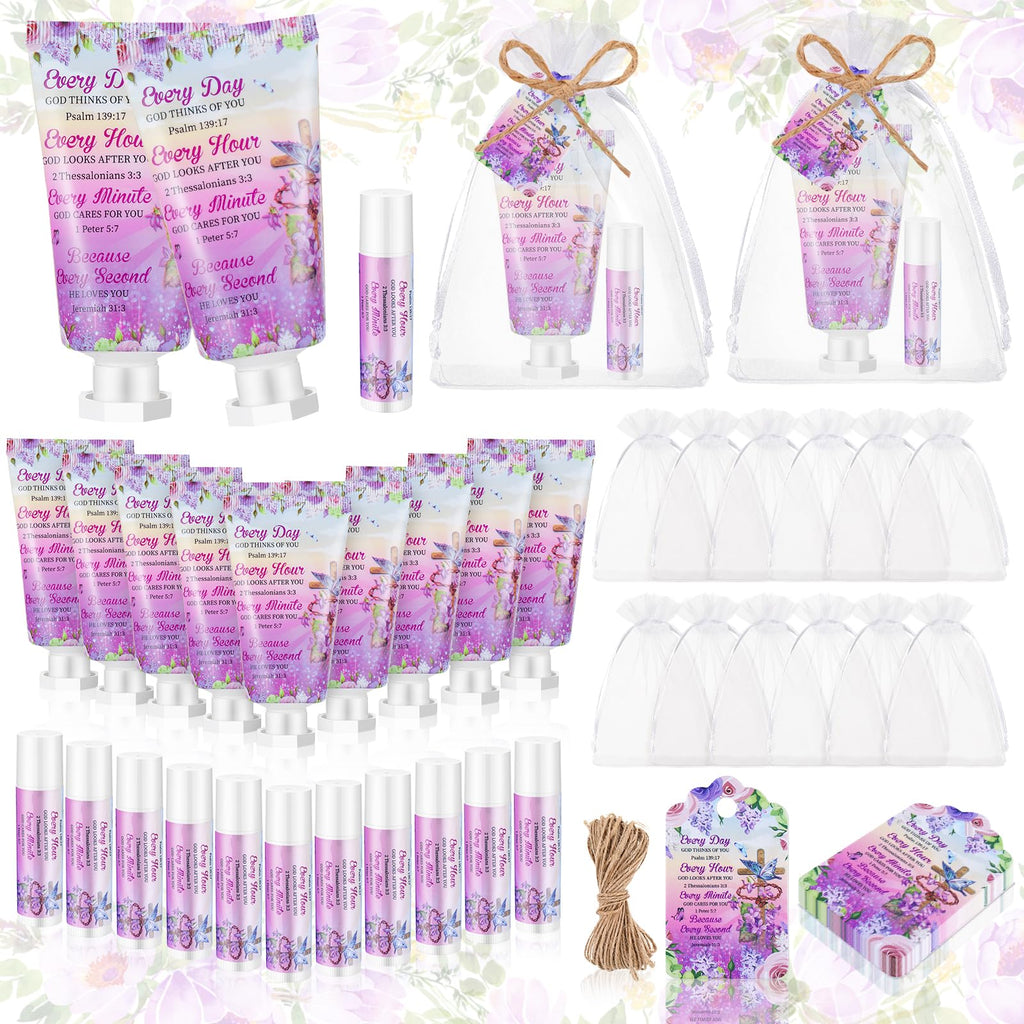 Swiffen 24-Pack Christian Hand Cream & Lip Balm Gift Set – Travel Size, Bible Verse Design
