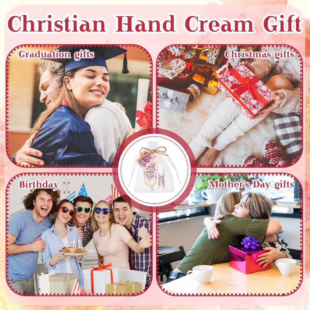 Swiffen 24-Set Christian Hand Cream & Lip Balm Gift Set for Women | Travel Size + Bible Verse Design