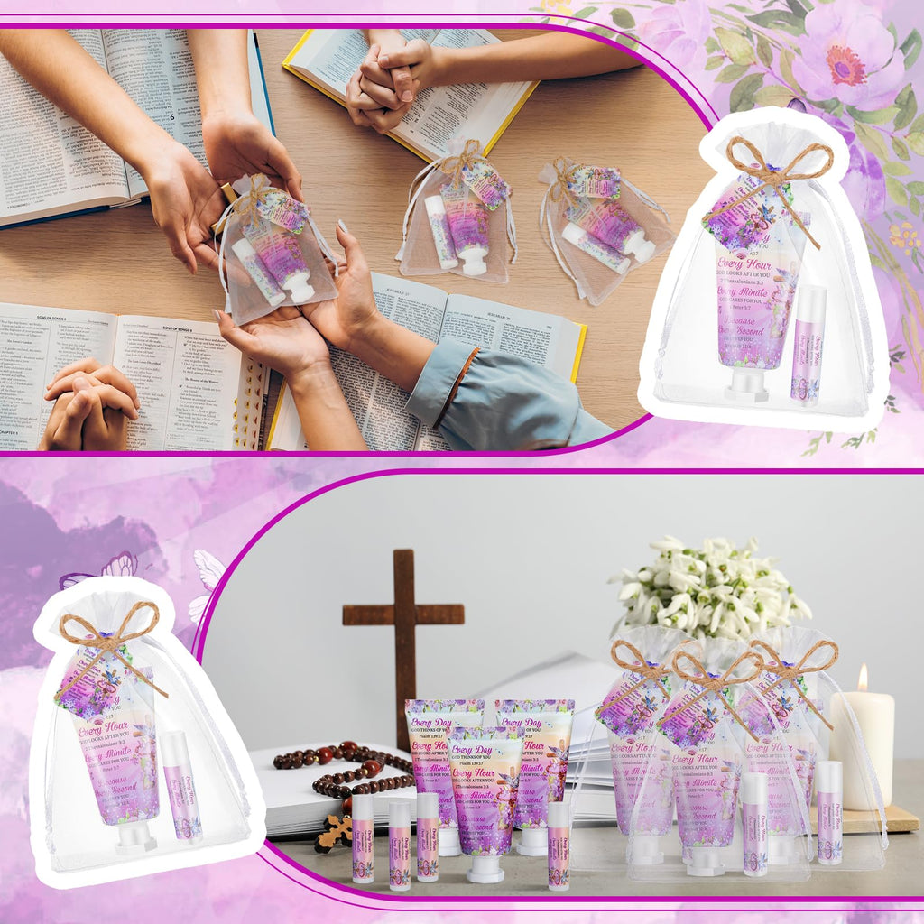 Swiffen 24-Pack Christian Hand Cream & Lip Balm Gift Set – Travel Size, Bible Verse Design