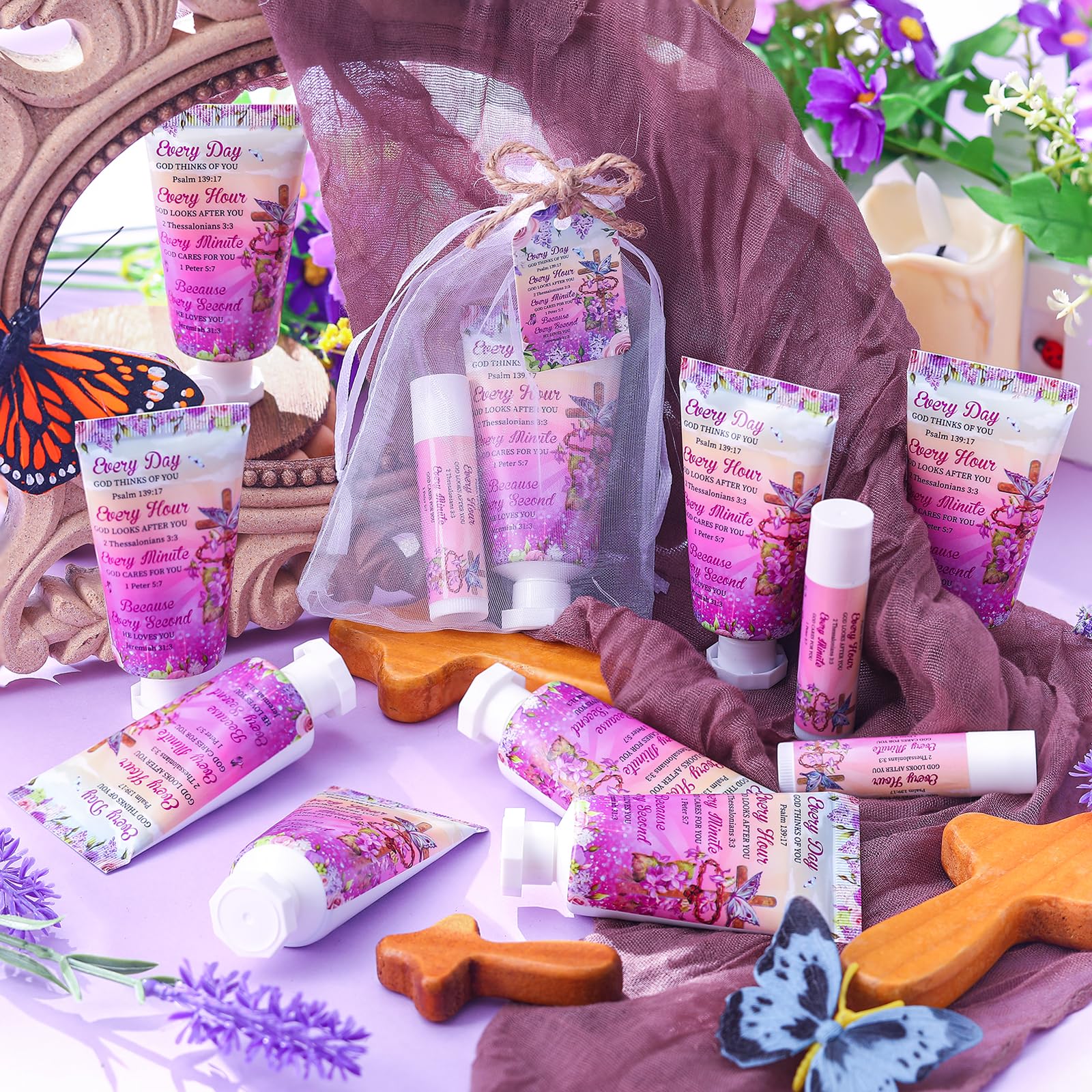 Swiffen 24-Pack Christian Hand Cream & Lip Balm Gift Set – Travel Size, Bible Verse Design