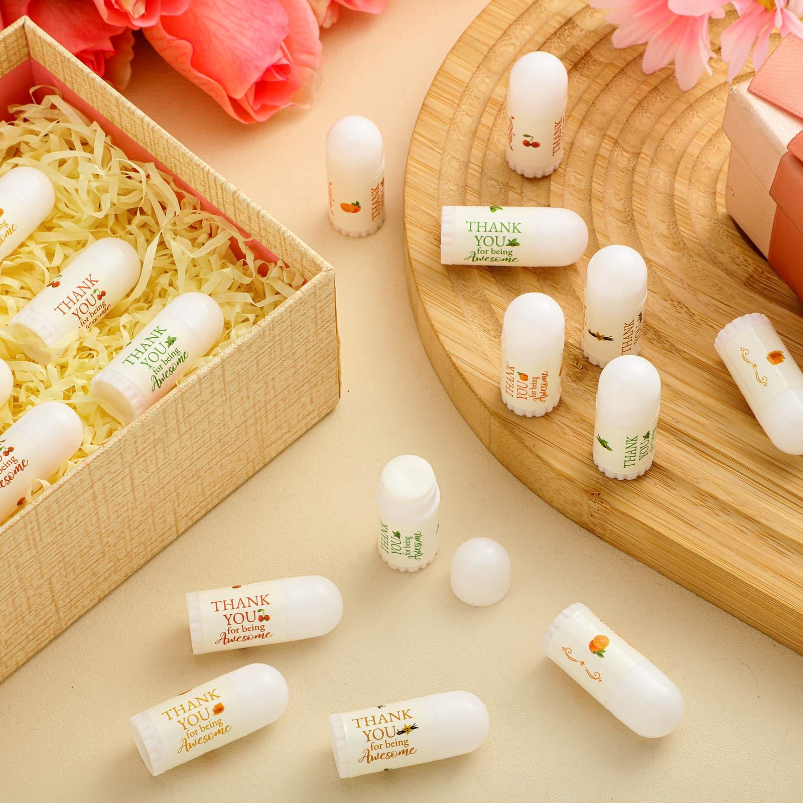 Swiffen 50 Pcs Valentines Day Mini Lip Balm Gifts – Bulk Thank You Gift Pack, Assorted Flavors