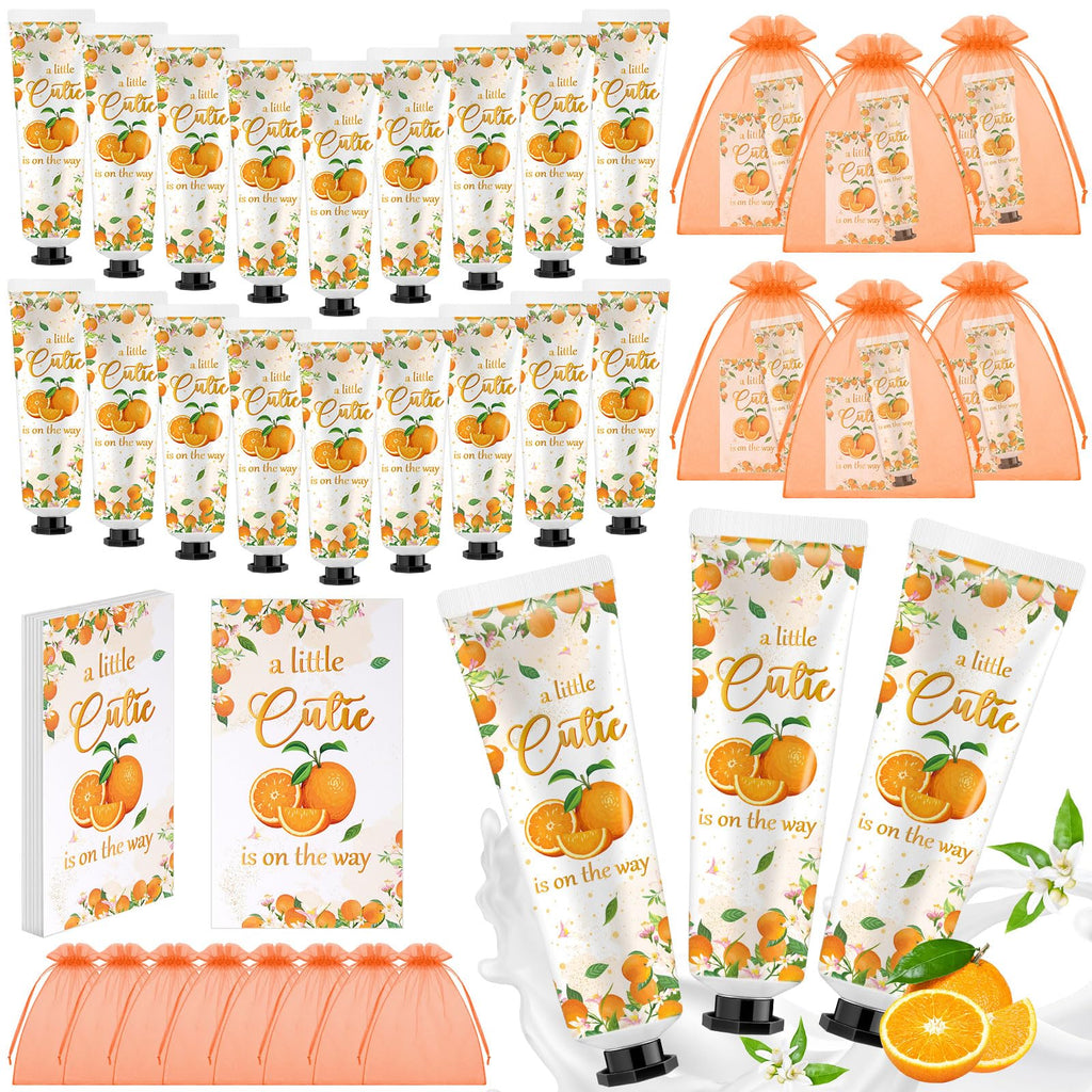 Swiffen 24 Sets Baby Shower Hand Cream Favors – Orange Cutie with Organza Bags