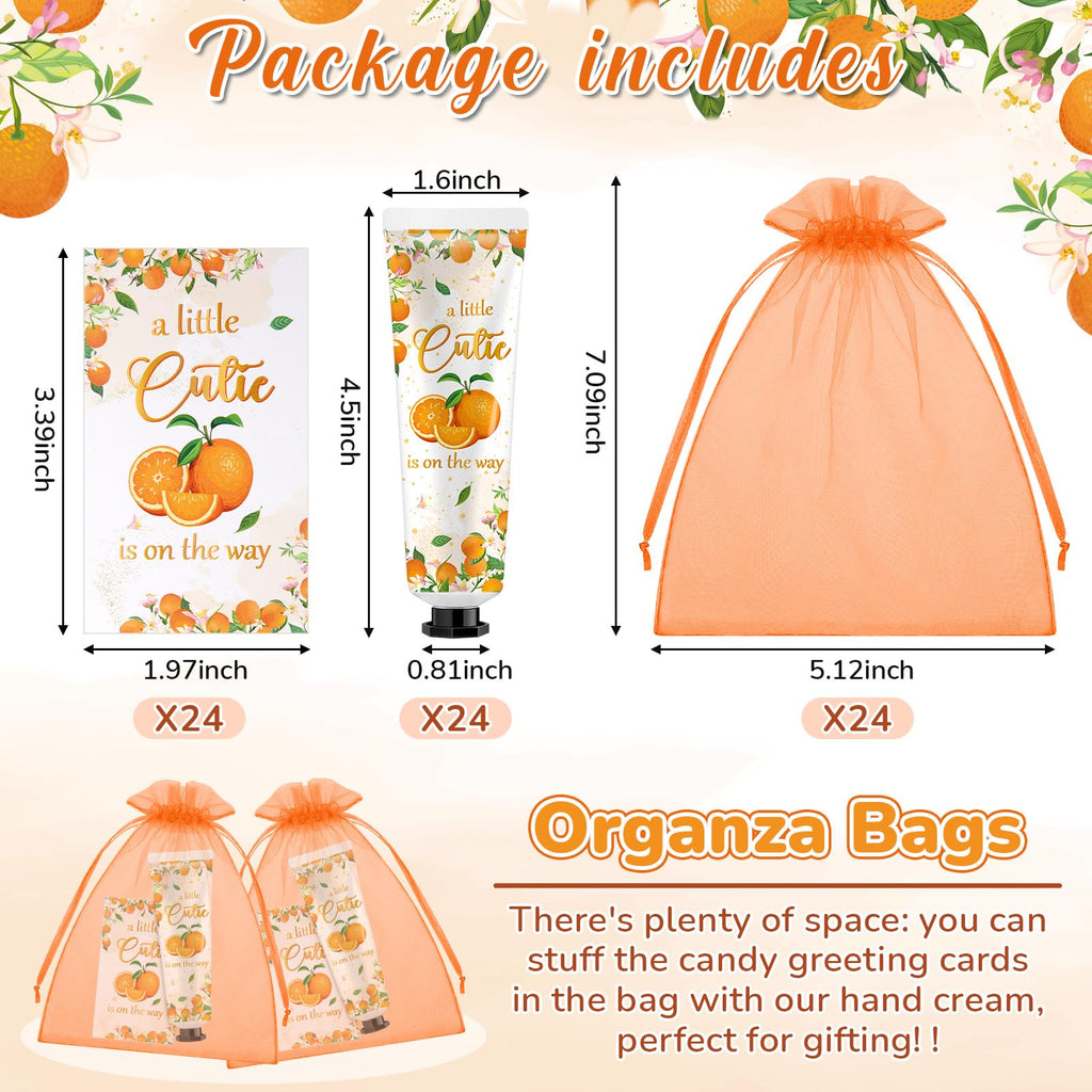 Swiffen 24 Sets Baby Shower Hand Cream Favors – Orange Cutie with Organza Bags