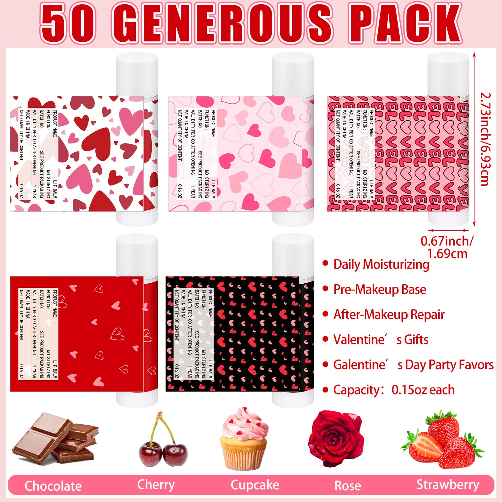 Swiffen 50-Pack Valentine’s Lip Balms Gift Set – Bulk Gifts for Women