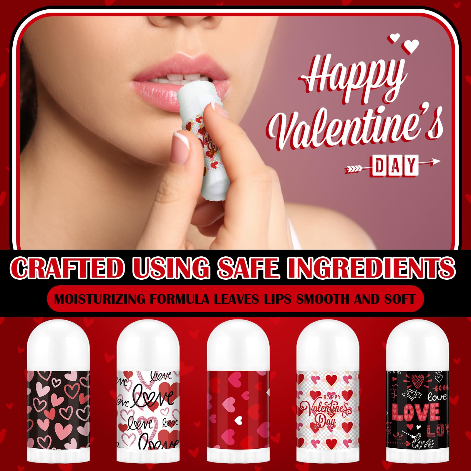 Swiffen 50-Pack Valentine's Mini Lip Balms Gifts Bulk for Galentine's Day