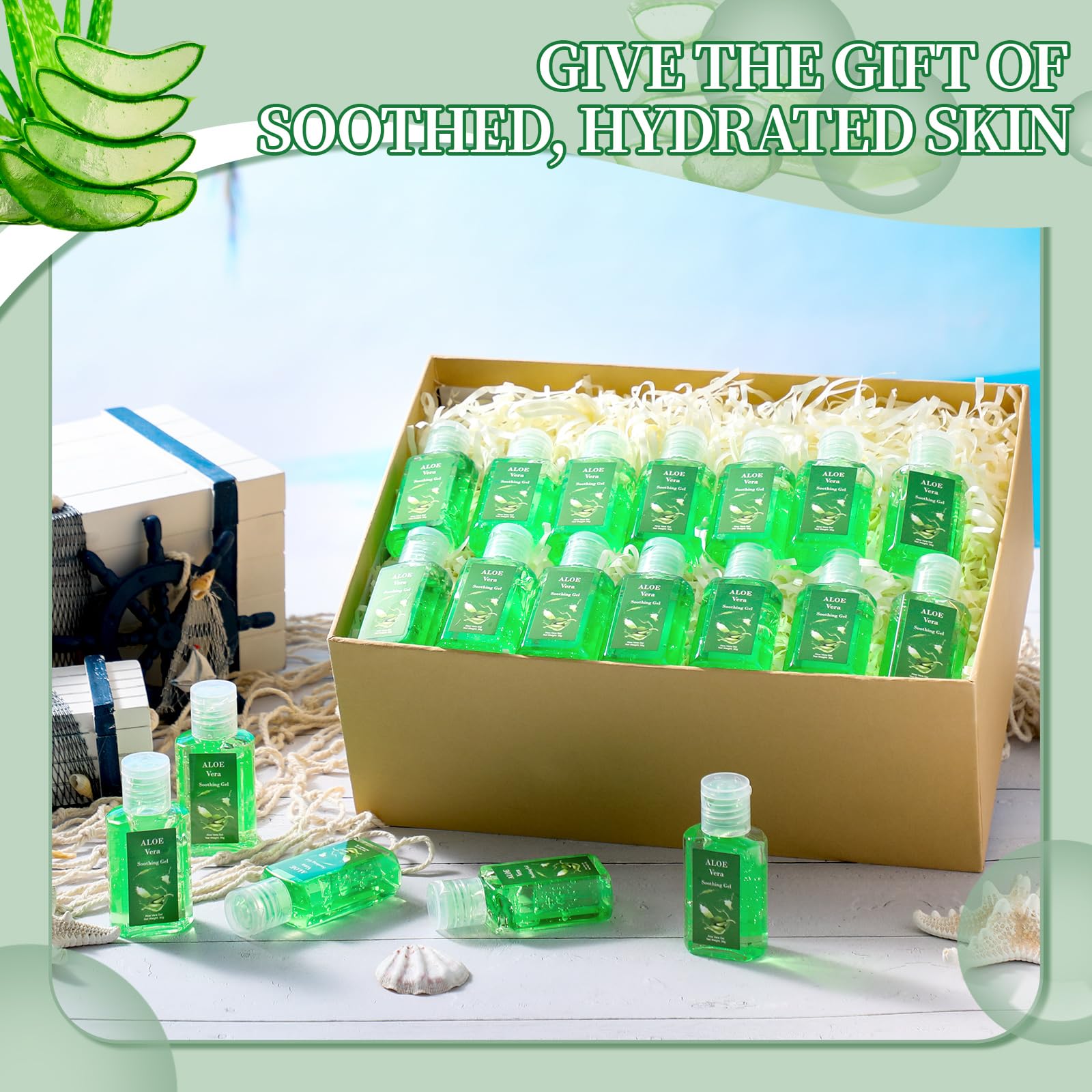 Swiffen 24-Pack Mini Aloe Vera Gels | 1oz Travel Size for Skin & Party Favors