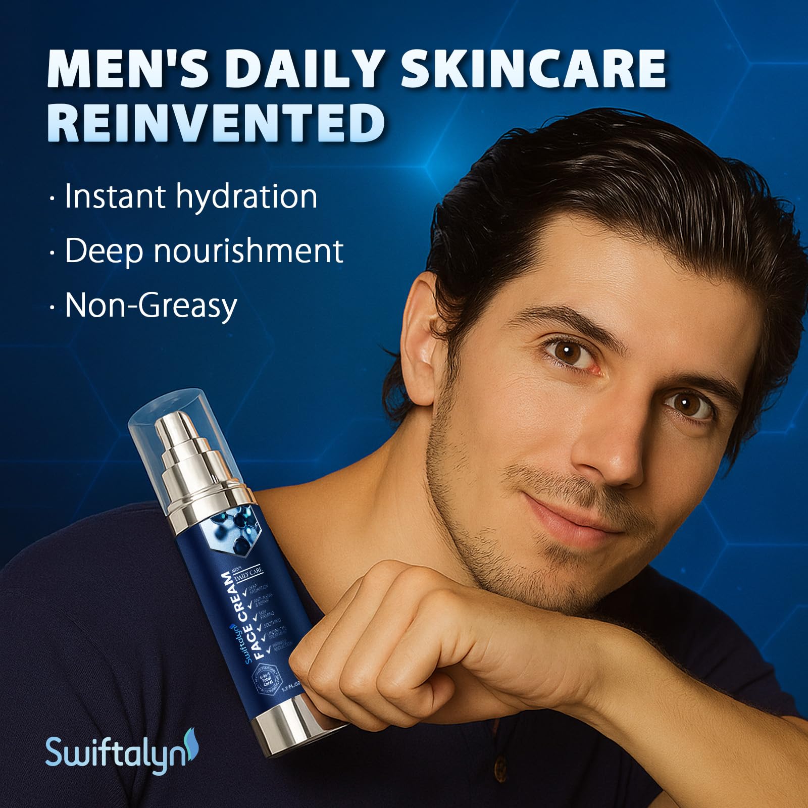Swiftalyn 6-in-1 Face Cream for Men — Anti-Aging Moisturizer, Dark Spot & Eye Bag Treatment