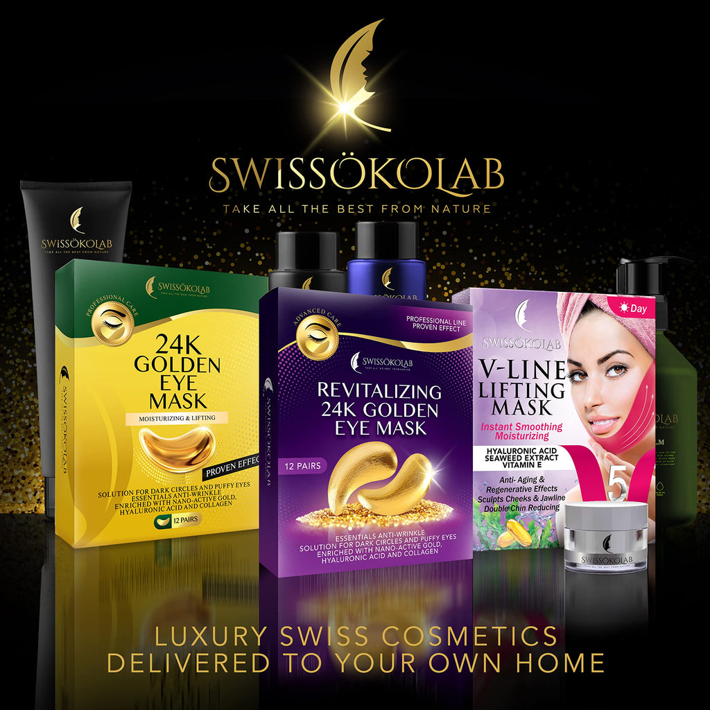 SWISSÖKOLAB 24k Gold Under Eye Patches – Puffy Eyes, Dark Circles, Hydration & Anti-Aging