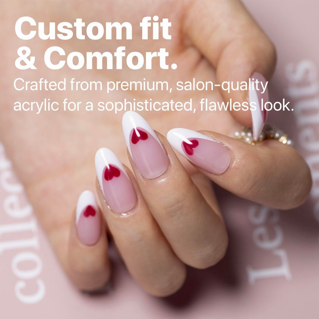 SXC French Tip Press-On Nails Pink — Medium Almond, 150 Pieces, Ultra Fit, Pre-applied Primer & Base Coat