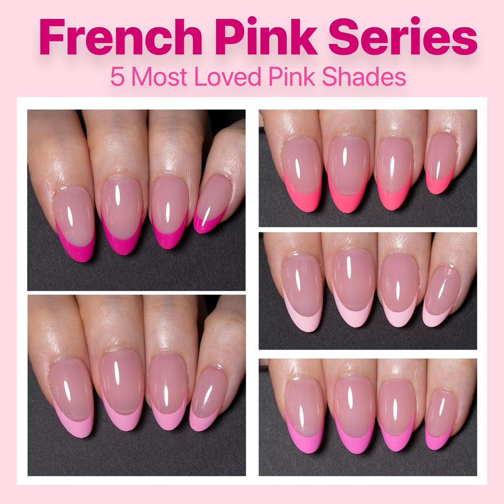 SXC Cosmetics French Tip Press On Nails – Pink Series Starter Kit with X-Pro Tips | 160 PCS, 16 Sizes, 5 Styles, Beginner-Friendly