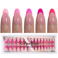 SXC French Tip Press On Nails – 150-Piece Ultra Fit Kit with Pre-applied Primer & Base Coat (5PINK115-M Almond)