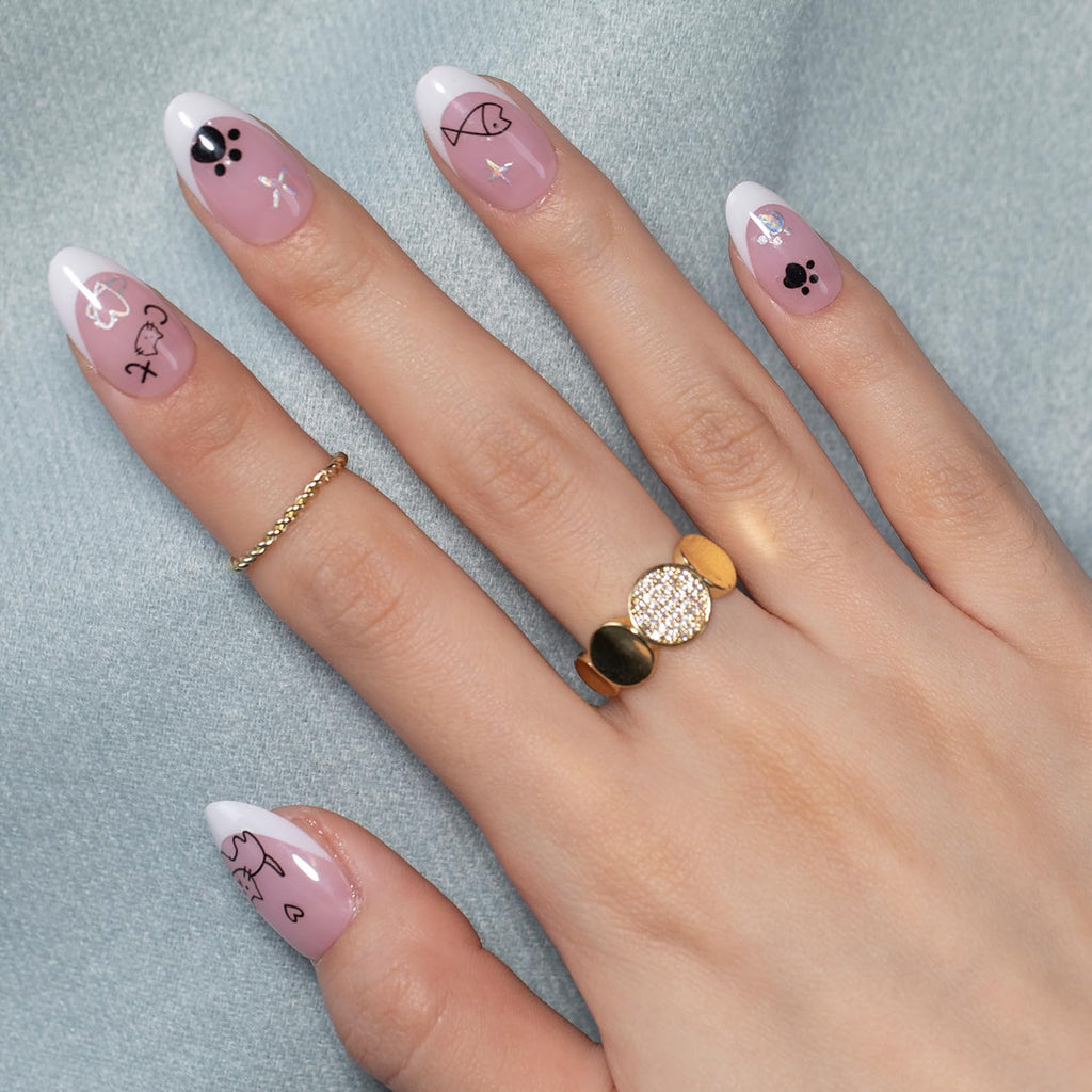 SXC French Tip Press-On Nails Pink Series – Short Almond X-Pro Tips