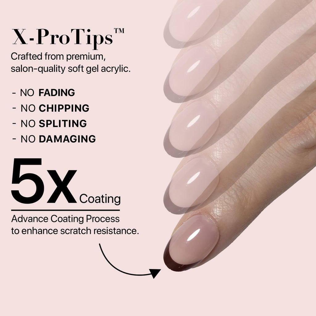 SXC Cosmetics X-Pro Tips French Tip Press-On Nails – French Red Edition (Almond, RED118KIT-XS)