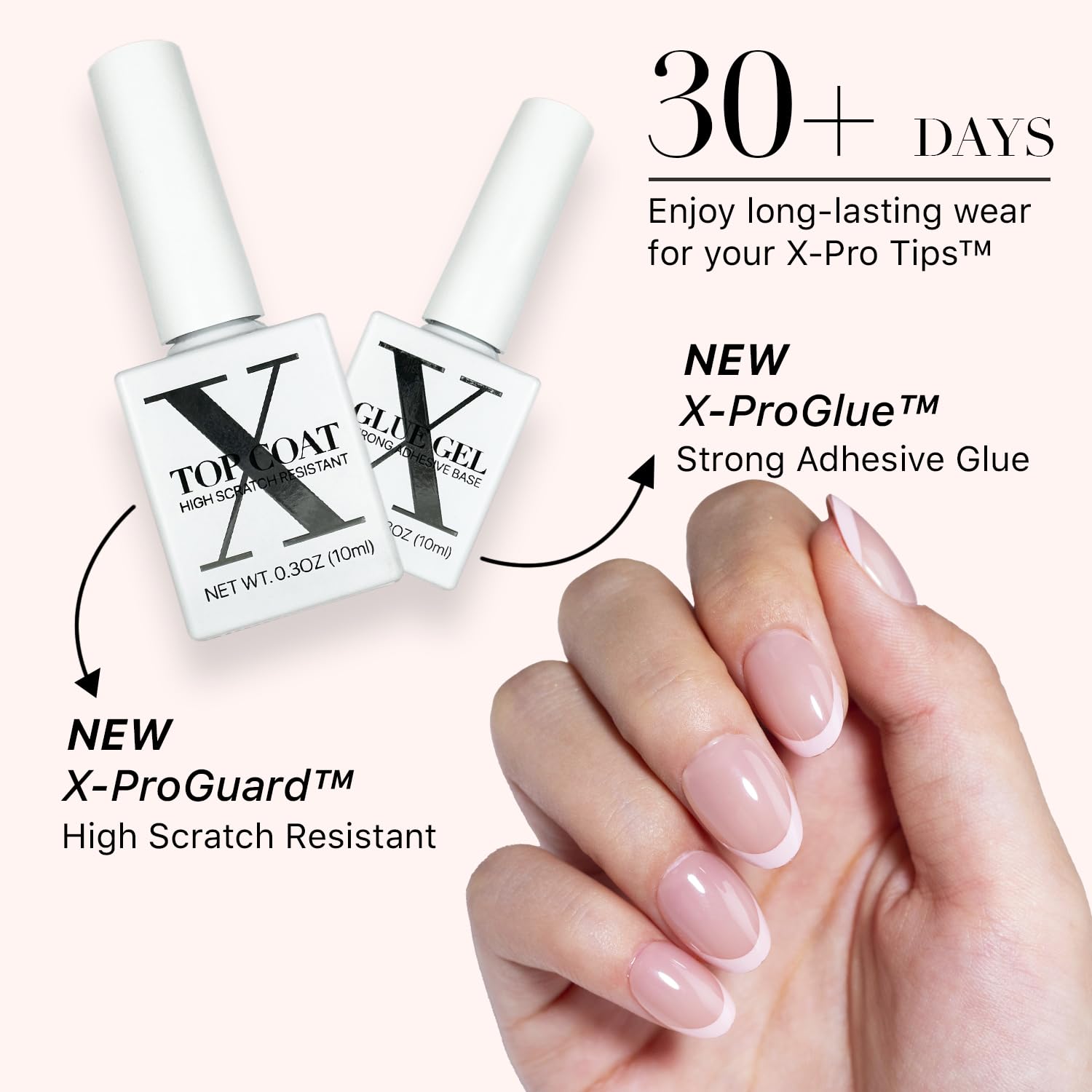 SXC Cosmetics French Tip Press-On Nails – XS Almond X-Pro Starter Kit ST118KIT