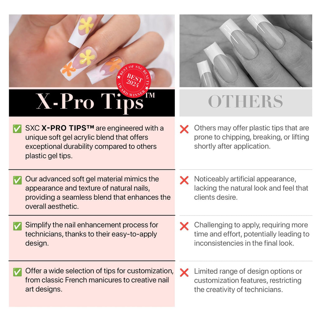 SXC Cosmetics French Tip Press-On Nails – XS Almond X-Pro Starter Kit ST118KIT