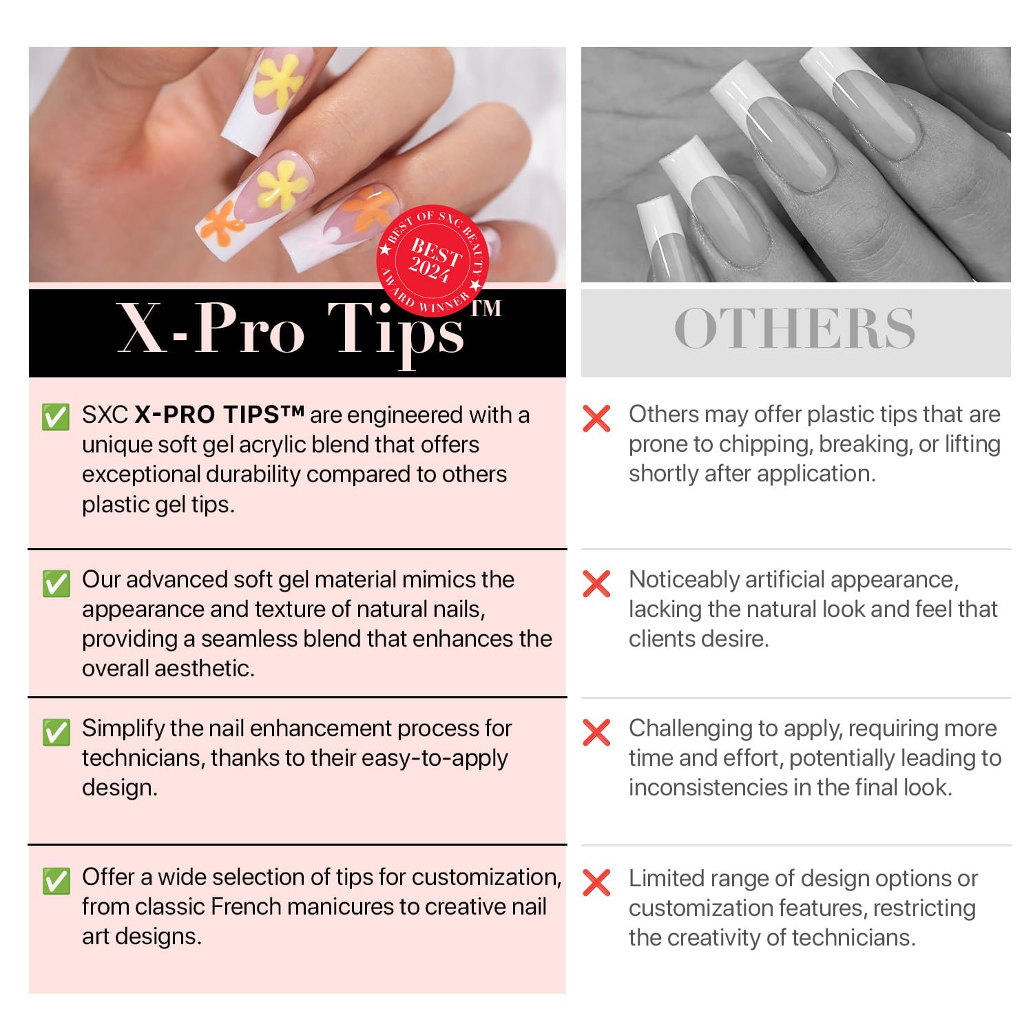 SXC Cosmetics French Tip Press-On Nails – XS Almond X-Pro Starter Kit ST118KIT