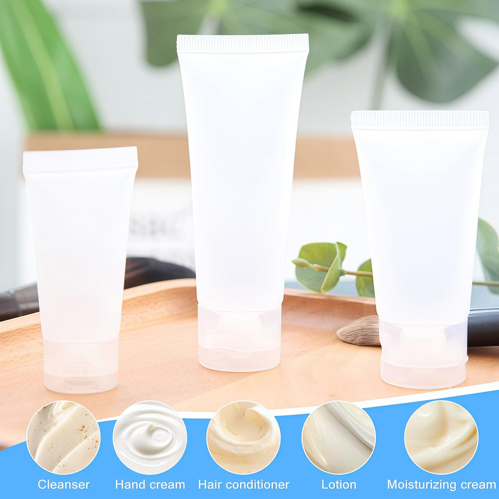 SYBL 20Pcs 50ml Clear Refillable Tubes – Leak-Proof Cosmetic Containers