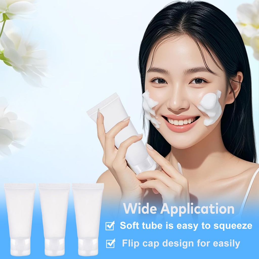 SYBL 20Pcs 50ml Clear Refillable Tubes – Leak-Proof Cosmetic Containers