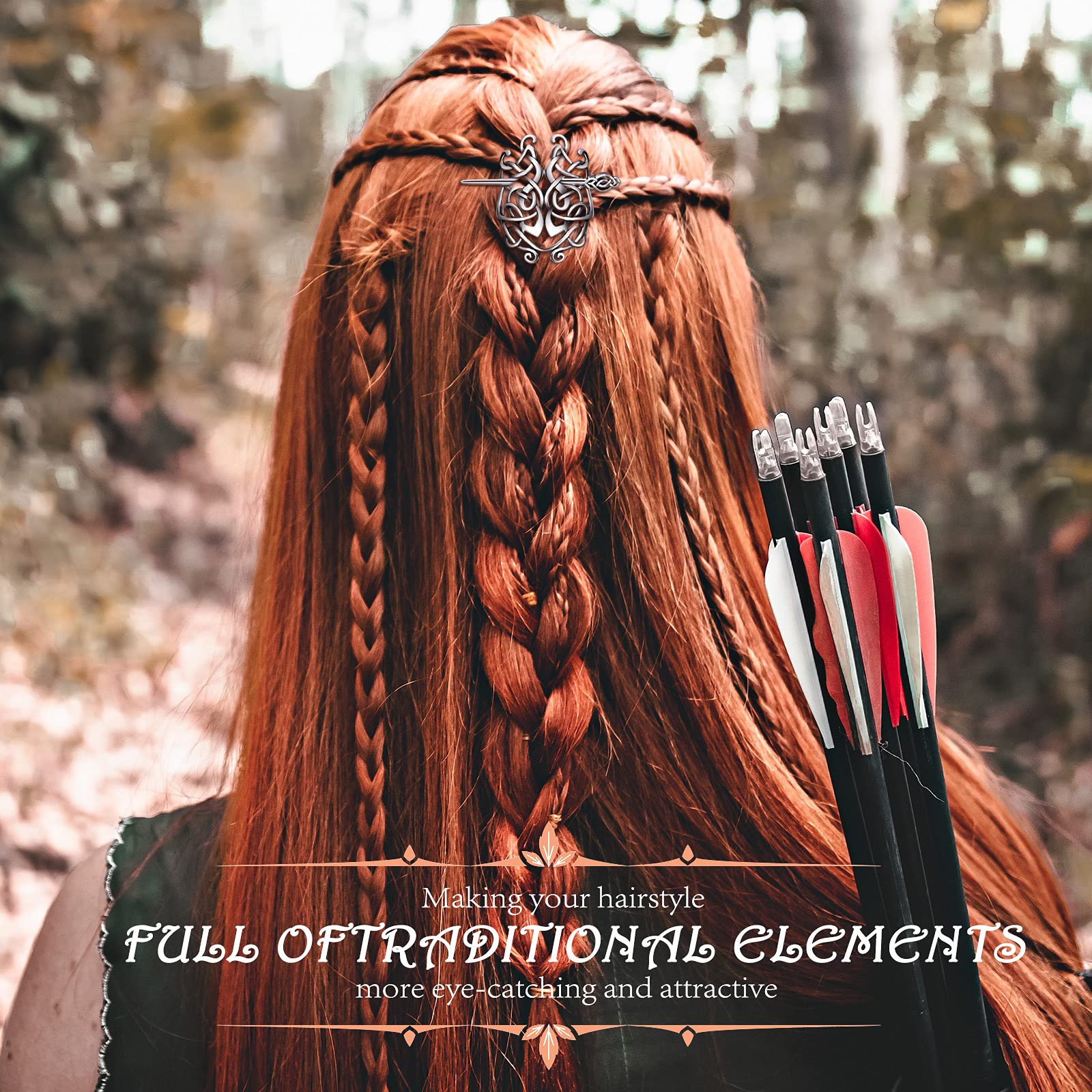 Syhood Viking Celtic Hair Clips – 8-Piece Vintage Knot Hairpins in Silver for Women
