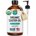 SYLVANA Organic Castor Oil with Pump – 16oz Glass Bottle | USDA Organic, Cold-Pressed, Hexane-Free, Vegan