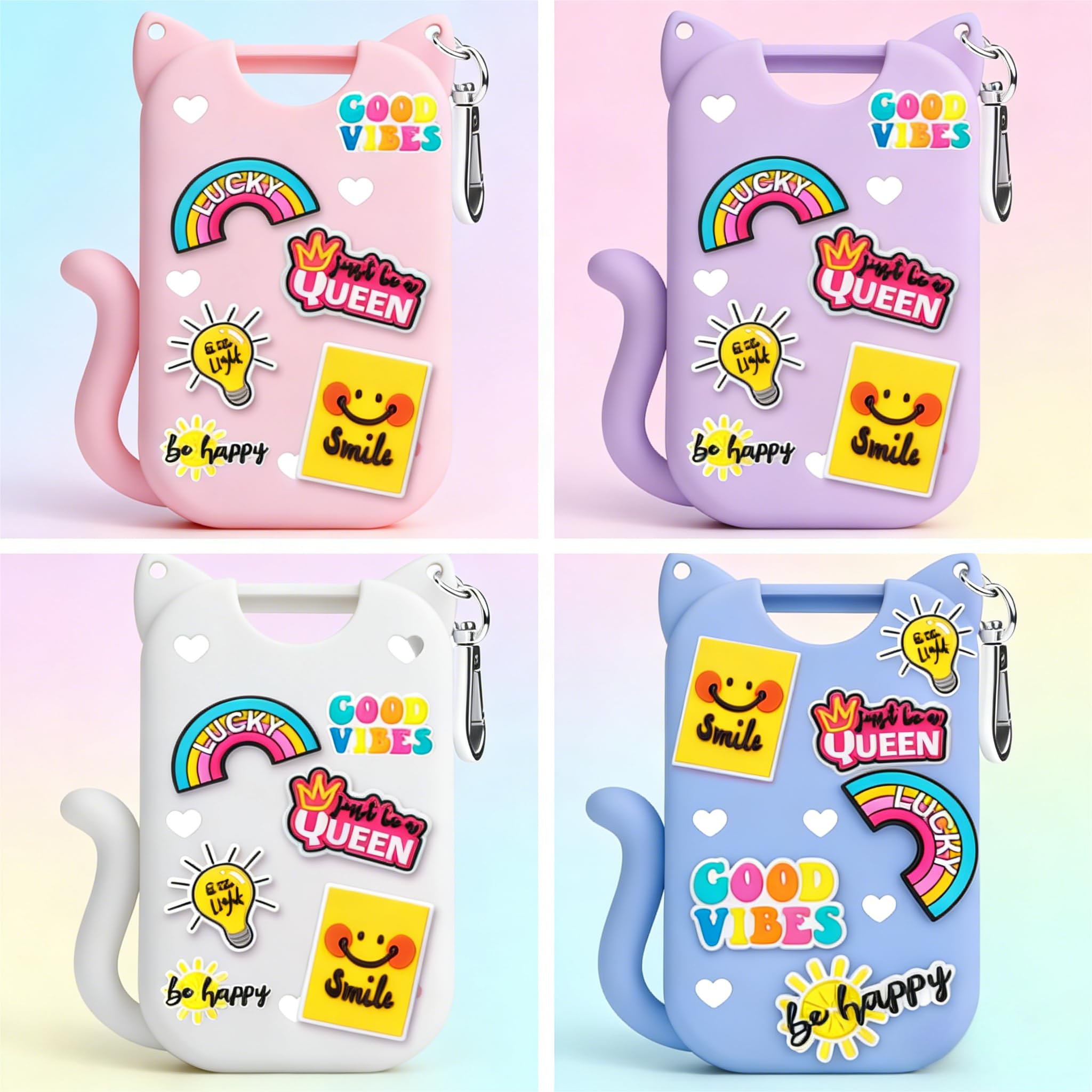 SYLYCANN Silicone Case for Touchland 1oz Spray – Cute Cat-Ear Case, Keychain & 8 Charms