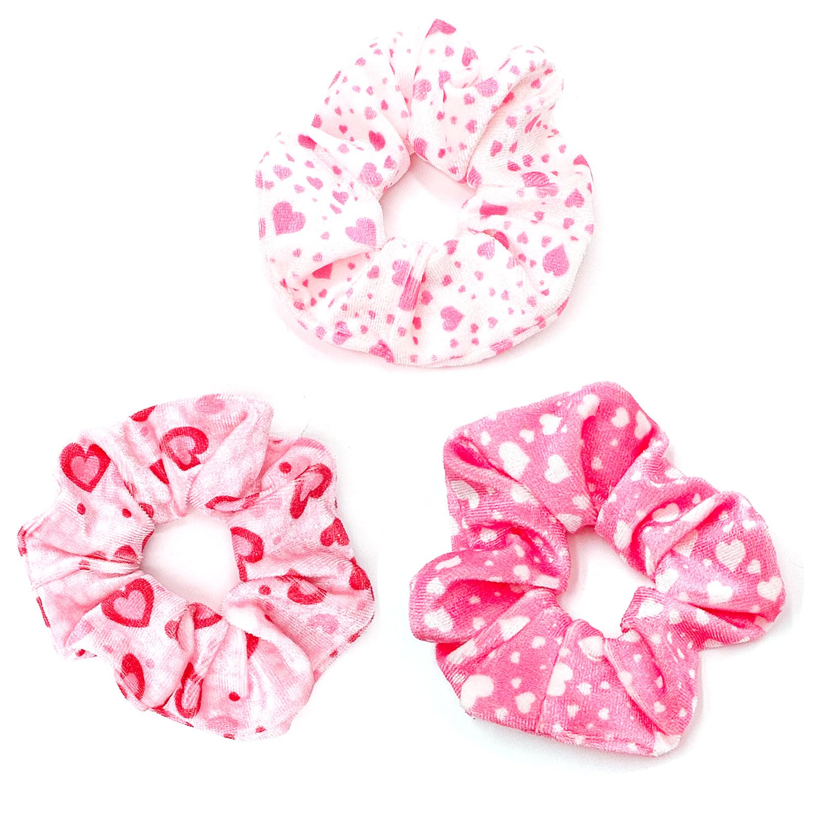 syyoo Valentine's Day Hair Ties - Red Heart Scrunchies, Pink Soft Elastic Hair Bands for Women & Girls