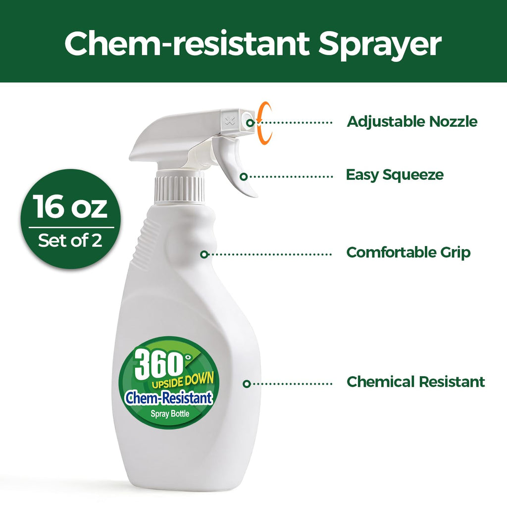 T4U 16 oz Spray Bottles – Heavy-Duty, Chemical-Resistant, 2-Pack
